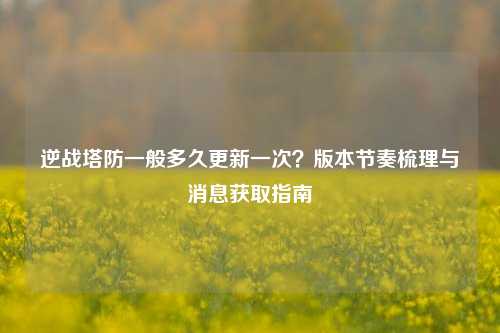 逆战塔防一般多久更新一次?版本节奏梳理与消息获取指南