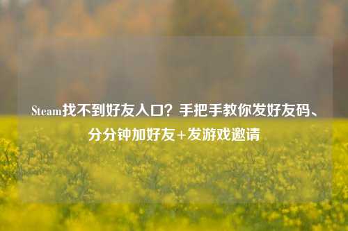 Steam找不到好友入口?手把手教你发好友码、分分钟加好友+发游戏邀请