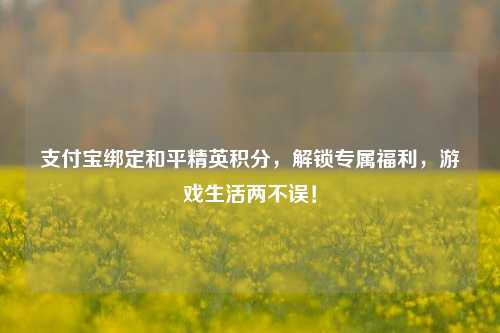支付宝绑定和平精英积分,解锁专属福利,游戏生活两不误!