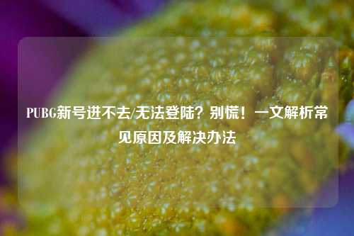 PUBG新号进不去/无法登陆?别慌!一文解析常见原因及解决办法