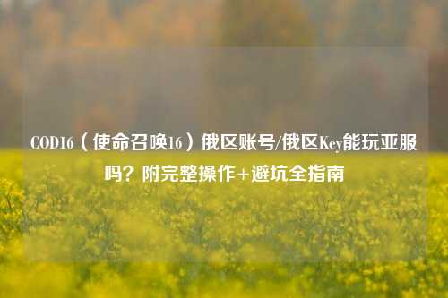 COD16(使命召唤16)俄区账号/俄区Key能玩亚服吗?附完整操作+避坑全指南