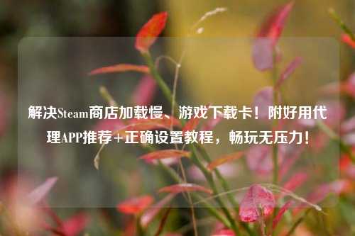 解决Steam商店加载慢、游戏下载卡!附好用 *** APP推荐+正确设置教程,畅玩无压力!