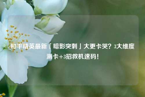 和平精英最新「暗影突刺」大更卡哭?3大维度测卡+3招救机速码!