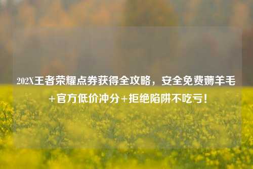 202X王者荣耀点券获得全攻略,安全免费薅羊毛+官方低价冲分+拒绝陷阱不吃亏!