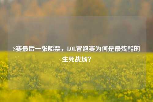 S赛最后一张船票,LOL冒泡赛为何是最残酷的生死战场?