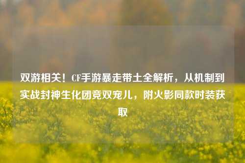 双游相关!CF手游暴走带土全解析,从机制到实战封神生化团竞双宠儿,附火影同款时装获取