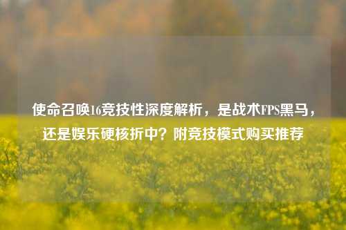 使命召唤16竞技性深度解析,是战术FPS黑马,还是娱乐硬核折中?附竞技模式购买推荐