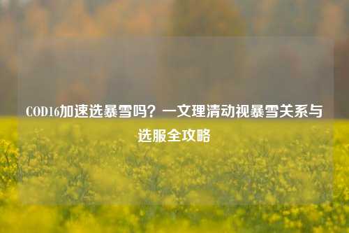 COD16加速选暴雪吗?一文理清动视暴雪关系与选服全攻略
