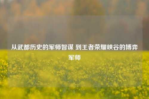 从武都历史的军师智谋 到王者荣耀峡谷的博弈军师