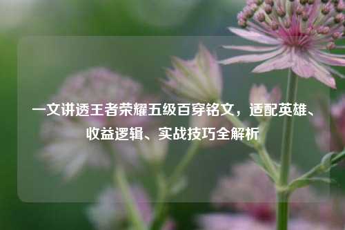 一文讲透王者荣耀五级百穿铭文,适配英雄、收益逻辑、实战技巧全解析