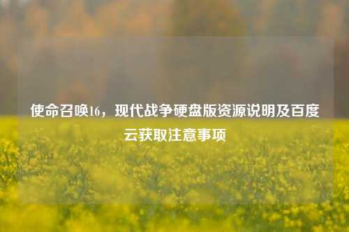 使命召唤16,现代战争硬盘版资源说明及百度云获取注意事项