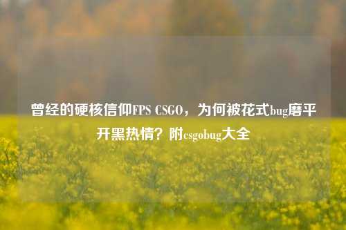 曾经的硬核信仰FPS CSGO,为何被花式bug磨平开黑热情?附csgobug大全