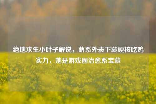 绝地求生小叶子解说,萌系外表下藏硬核吃鸡实力,她是游戏圈治愈系宝藏