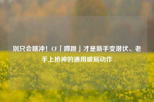别只会瞎冲!CF「蹲跳」才是新手变潜伏、老手上枪神的通用破局动作