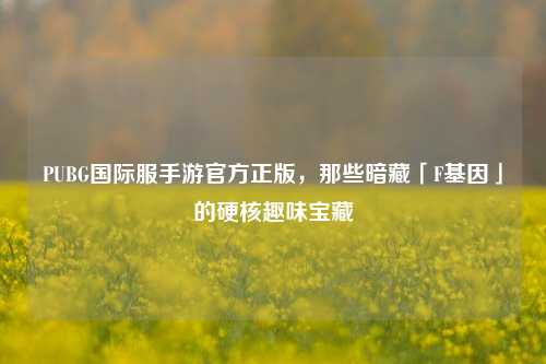 PUBG国际服手游官方正版,那些暗藏「F基因」的硬核趣味宝藏