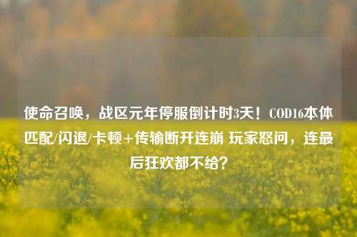 使命召唤,战区元年停服倒计时3天!COD16本体匹配/闪退/卡顿+传输断开连崩 玩家怒问,连最后狂欢都不给?