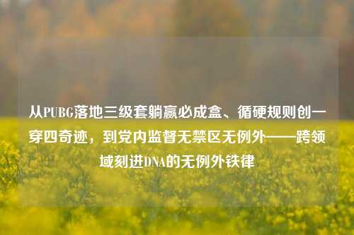 从PUBG落地三级套躺赢必成盒、循硬规则创一穿四奇迹,到党内监督无禁区无例外——跨领域刻进DNA的无例外铁律
