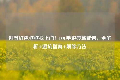别等红色框框找上门!LOL手游辱骂警告,全解析+避坑指南+解除 ***