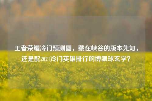 王者荣耀冷门预测图,藏在峡谷的版本先知,还是配2021冷门英雄排行的博眼球玄学?