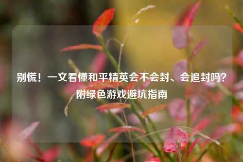 别慌!一文看懂和平精英会不会封、会追封吗?附绿色游戏避坑指南