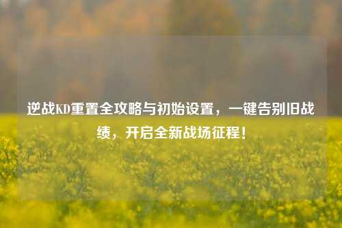 逆战KD重置全攻略与初始设置,一键告别旧战绩,开启全新战场征程!