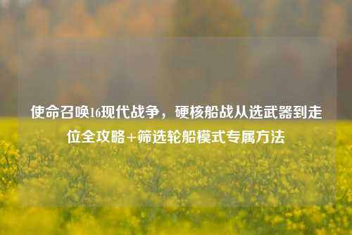 使命召唤16现代战争,硬核船战从选武器到走位全攻略+筛选轮船模式专属 ***
