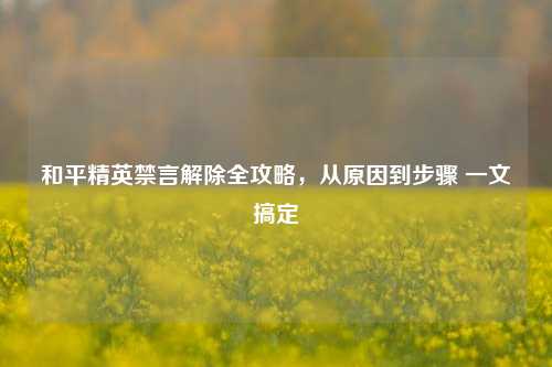 和平精英禁言解除全攻略,从原因到步骤 一文搞定